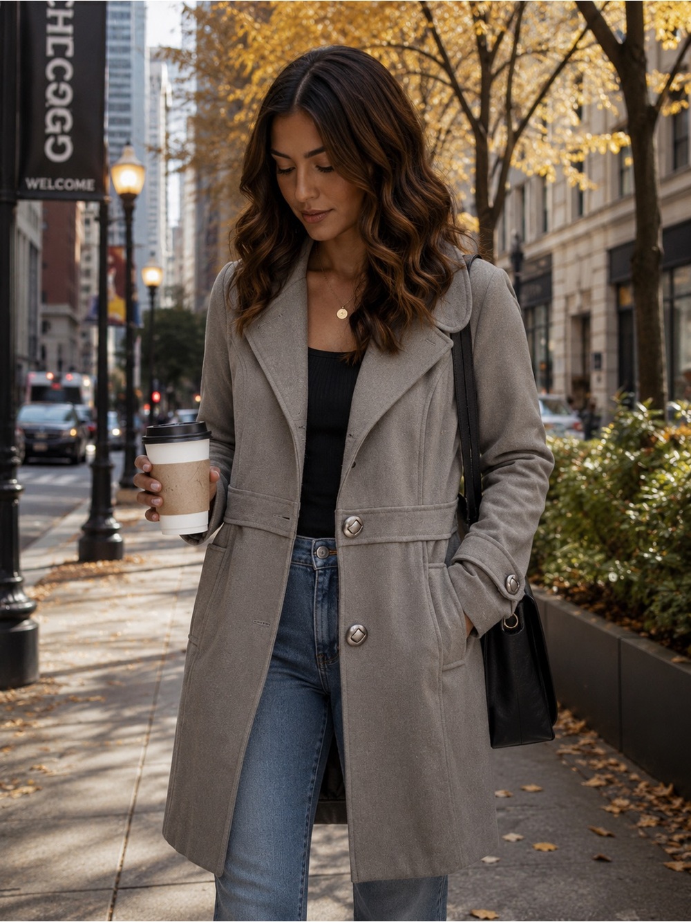 Vintage tailored peacoat — satin lined